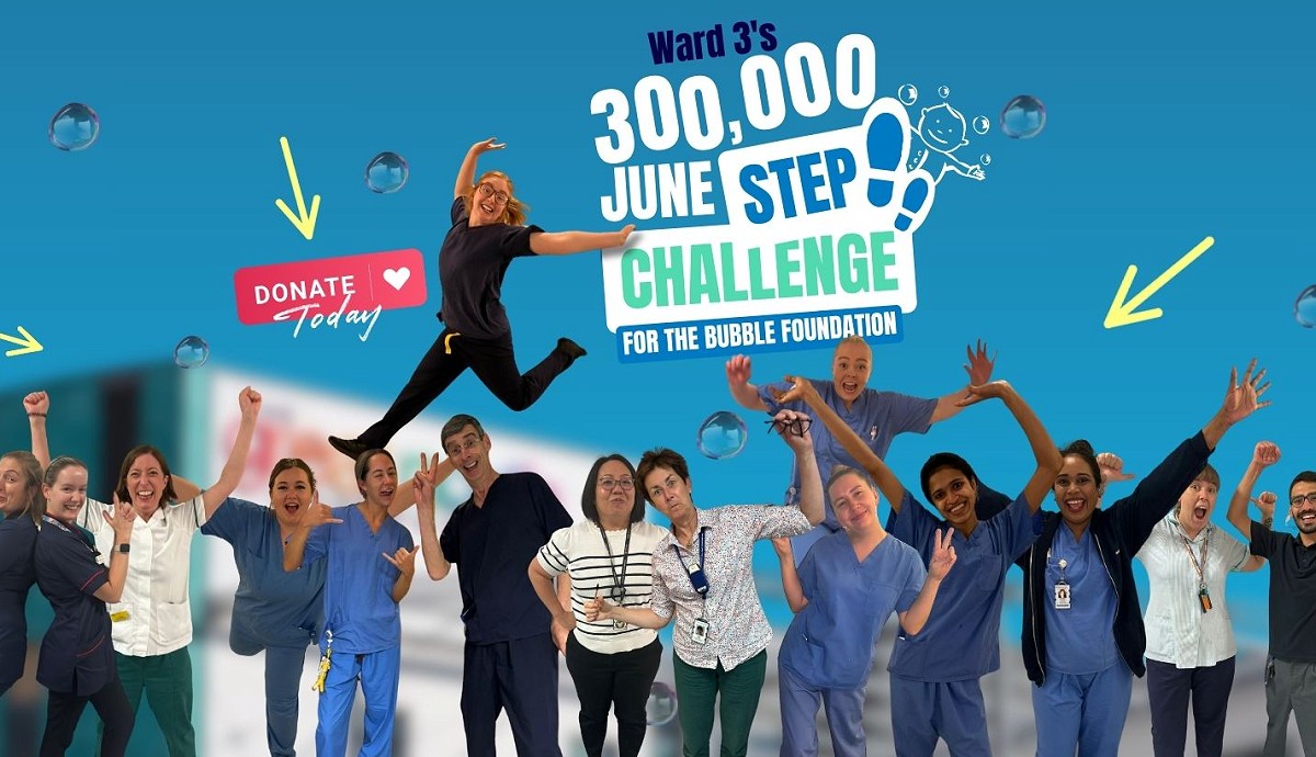 The Ward 3 Team celebrating, preparing to walk 10k steps a day in June 2024